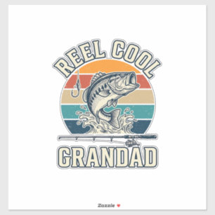 Sticker Super Papy Pêche Vintage T-Shirt Coucher de Soleil