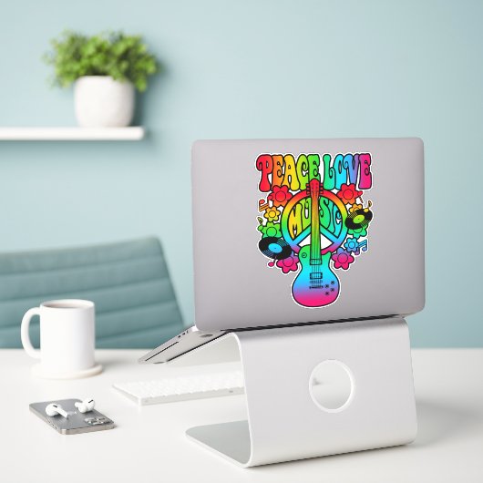 Sticker Super Peace Love (Ordinateur portable sur le bureau)