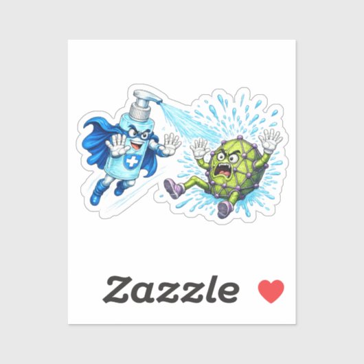 Sticker Super Sanitizer vs. Germ Monster (Feuille)