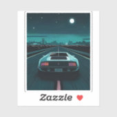 Sticker Super-Voiture Futuriste Vaporwave Pixel LoFi 80s R (Feuille)