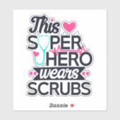 Sticker Superbe infirmière Superhero dire la typographie (Feuille)