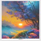 Sticker Superbe lever de soleil sur l'étang (Feuille)