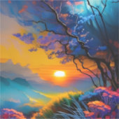 Sticker Superbe lever de soleil sur l'étang (Devant)