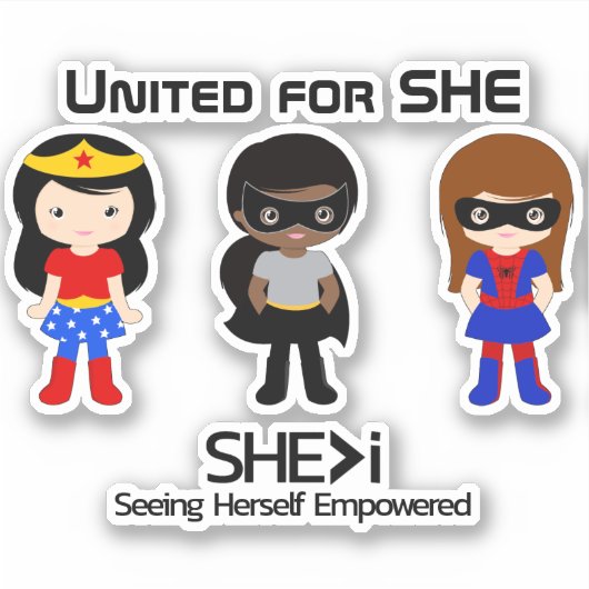 Sticker SUPERHERO Black Outline - United for SHE (Devant)