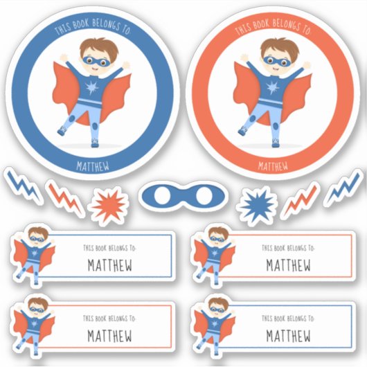 Sticker Superhero Boy Ce livre appartient à (Devant)