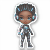 Sticker Superhero chibi cool fille (Devant)