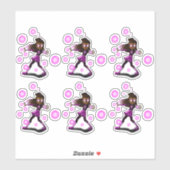 Sticker Superhero de filles afro-américaines (Feuille)