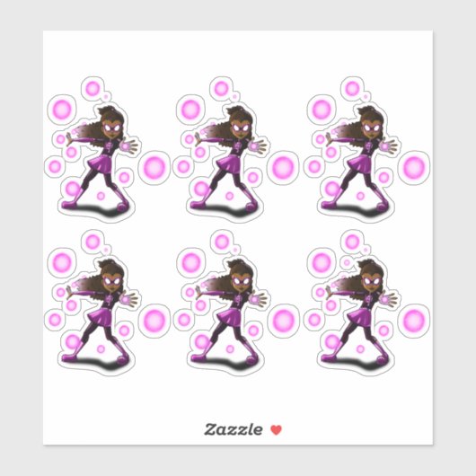 Sticker Superhero de filles afro-américaines (Feuille)