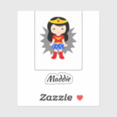 Sticker Superhero fille mignonne (Feuille)