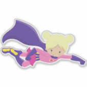 Sticker Superhero Girl, Héros, Cheveux blonde, Cap violet (Devant)