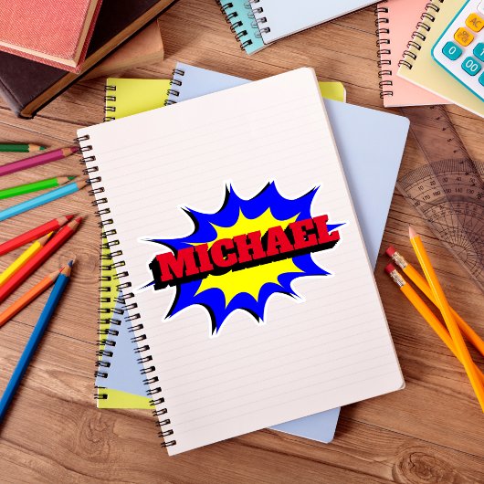 Sticker Superhero Kids Comic Book Nom personnalisé