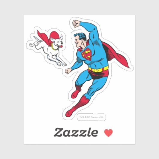 Sticker Superman et Krypto Flying (Feuille)