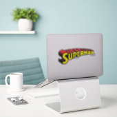 Sticker Superman | Logo de lettres rouges jaunes (Ordinateur portable sur le bureau)