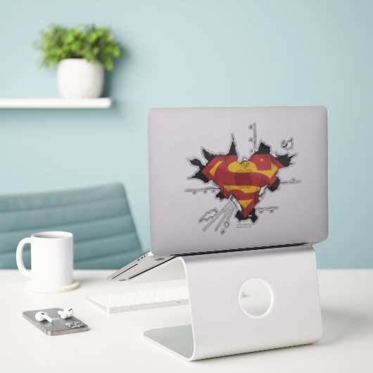 Sticker Superman S-Shield | Logo en métal cassé (Ordinateur portable sur le bureau)