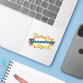 Sticker Superpuissance de la généalogie (Ordinateur portable avec iPhone)