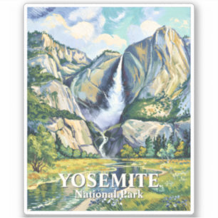 Sticker Sur mesure Yosemite Vintage Bridalveil Couleurs d'