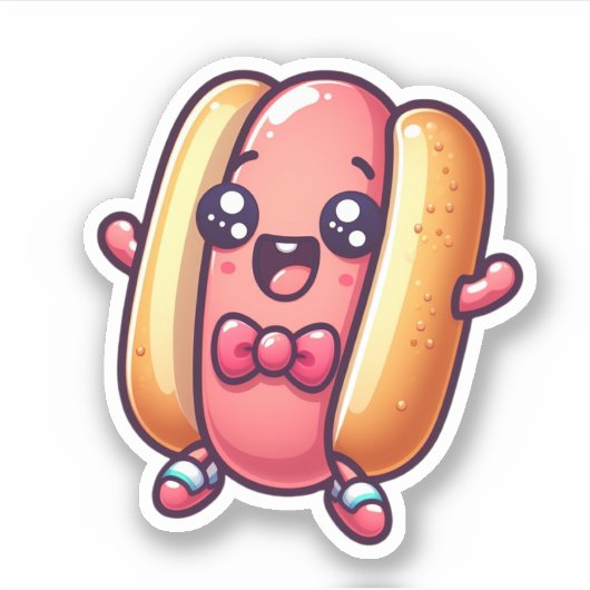Sticker Surcharge de la cutenité Kawaii Hotdog (Devant)