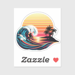 Sticker Surf au coucher du soleil