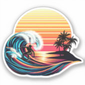 Sticker Surf au coucher du soleil (Recto)