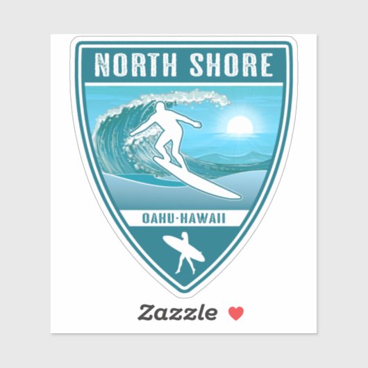 Sticker Surf Côte Nord Oahu Hawaii (Feuille)