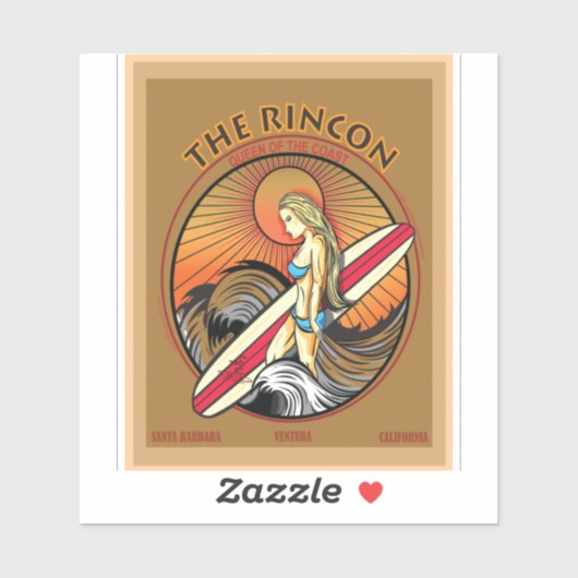 STICKER SURF DU RINCON VENTURA CALIFORNIA (Feuille)