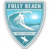 Sticker Surf Folly Beach Caroline du Sud (Devant)