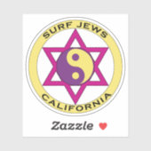 Sticker surf juifs californie (Feuille)