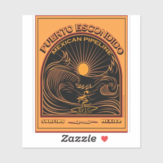 STICKER SURF MEXICAN PIPELINE PUERTO ESCONDIDO MEXICO (Feuille)