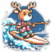 Sticker Surf Reindeer - Drôle Pixel Art Design (Devant)