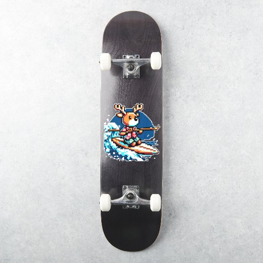 Sticker Surf Reindeer - Drôle Pixel Art Design (Skateboard)