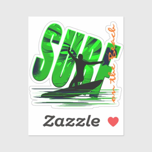 Sticker Surf surfeur sur la plage (Feuille)