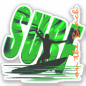 Sticker Surf surfeur sur la plage (Recto)
