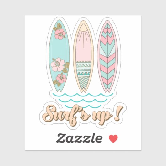 Sticker Surf Up ! Surf Pastel Boho (Feuille)