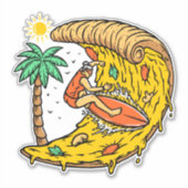 Sticker Surfer À cheval Une Vague De Curl De Pizza (Devant)