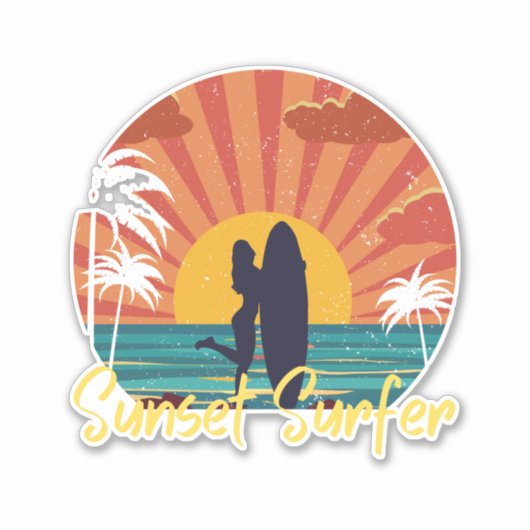 Sticker Surfer du coucher de soleil (Devant)