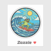 Sticker Surfer Frog - Attraper une Vague (Feuille)