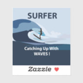 Sticker Surfer Plage Surf (Feuille)