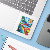 Sticker Surfing Pegatina (Ordinateur portable avec iPhone)