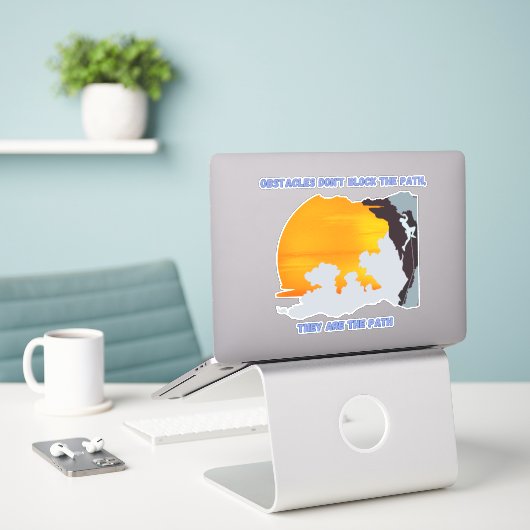 Sticker Surmonter Les Obstacles Inspirants Sur Le Vinyle D (Ordinateur portable sur le bureau)