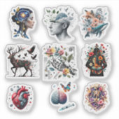 Sticker Surreal Anatomy Collage – Fusion of Brain, Nature, (Devant)
