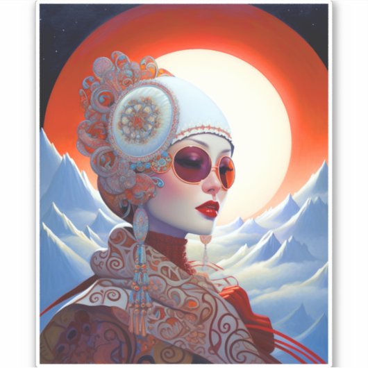 Sticker Surreal Lady Imaginaire Art (Devant)