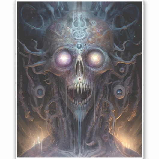 Sticker Surreal Skull Gothique Horror Art (Devant)