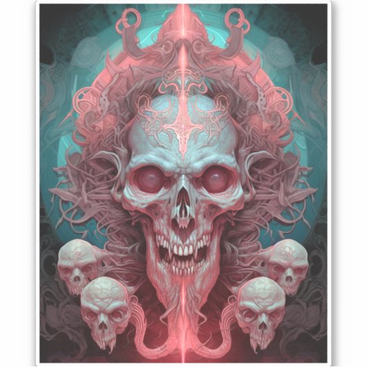 Sticker Surreal Skull Gothique Horror Art (Devant)