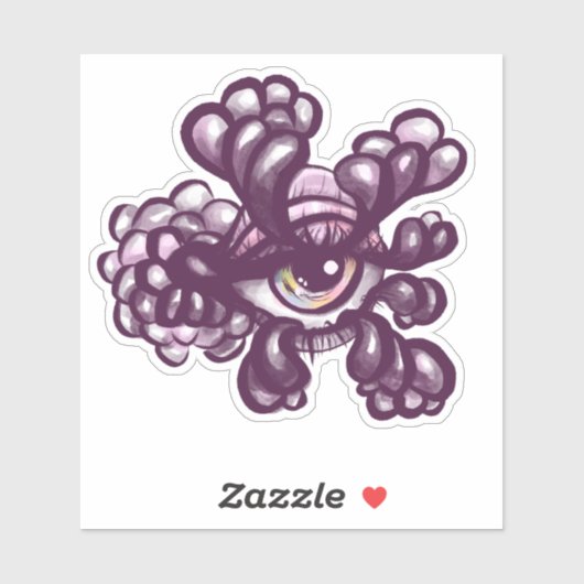 Sticker Surreal Weirdcore Eye Artwork - Dreamy Pastel Pink (Feuille)