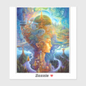 Sticker Surreal Woman Paysage Imaginaire Art (Feuille)