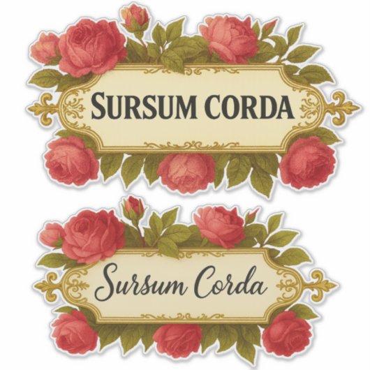 Sticker Sursum Corda Vintage Rose Catholic  (Devant)