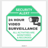 Sticker Surveillance vidéo 24 heures (Feuille)
