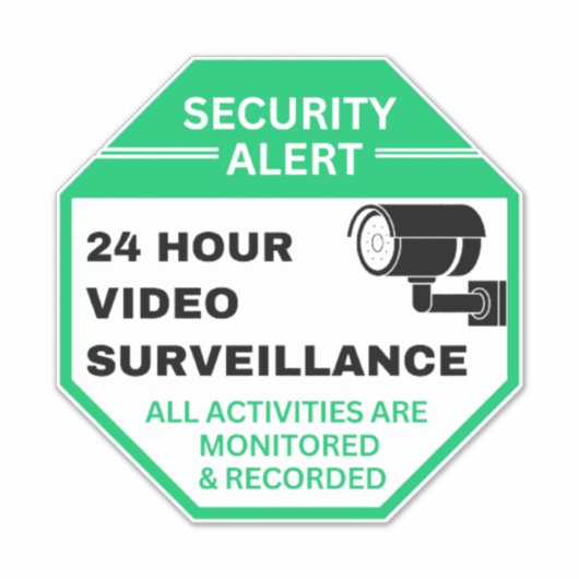 Sticker Surveillance vidéo 24 heures (Devant)