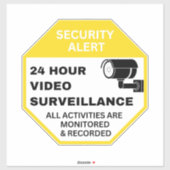 Sticker Surveillance vidéo 24 heures (Feuille)