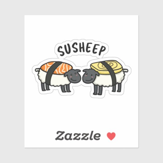 Sticker Susheep Funky Sushi Sheep Pun (Feuille)